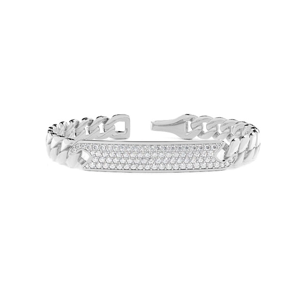 Pave Set Diamond Bar Men's Link Bracelet