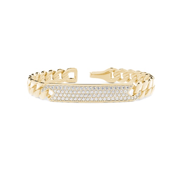 Pave Set Diamond Bar Men's Link Bracelet