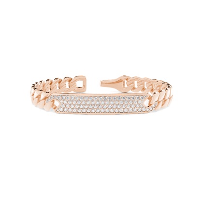 Pave Set Diamond Bar Men's Link Bracelet