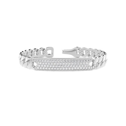 Pave Set Diamond Bar Men's Link Bracelet