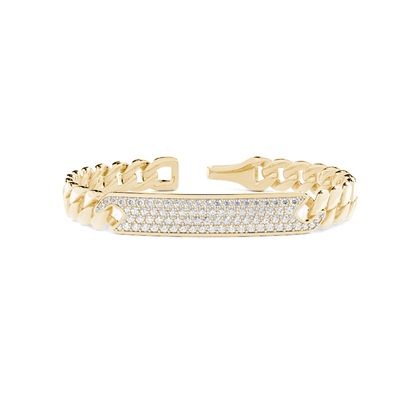 Pave Set Diamond Bar Men's Link Bracelet