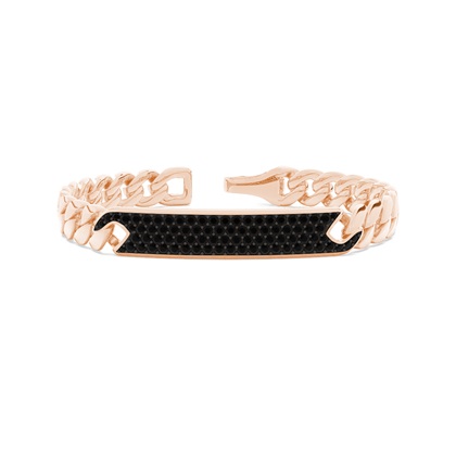Pavé Black Diamond Bar Men's Link Bracelet