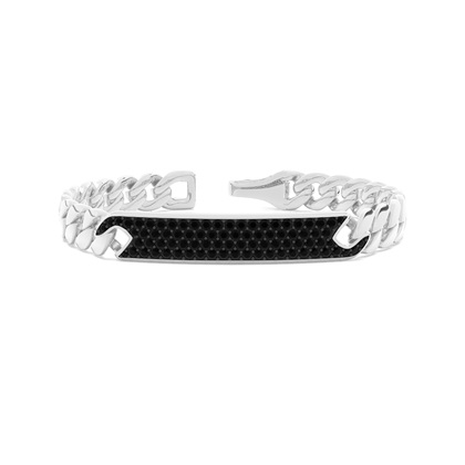 Pavé Black Diamond Bar Men's Link Bracelet