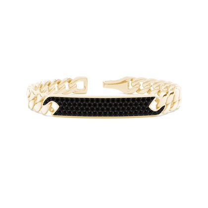 Pavé Black Diamond Bar Men's Link Bracelet