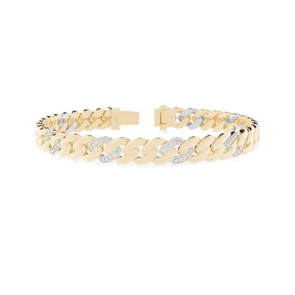 Two-Tone Diamond Cuban Chain Bracelet