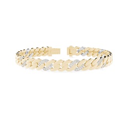Two-Tone Diamond Cuban Chain Bracelet