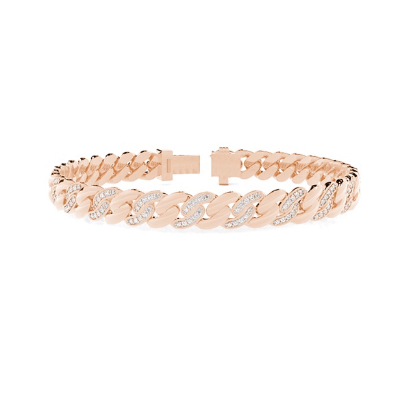 Diamond Two-Tone Cuban Chain Men's Bracelet