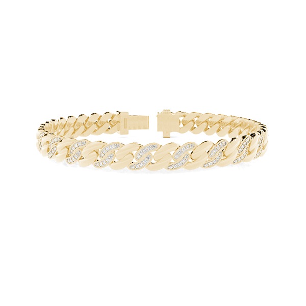 Diamond Two-Tone Cuban Chain Men's Bracelet