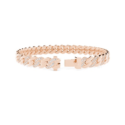 Diamond Two-Tone Cuban Chain Men's Bracelet