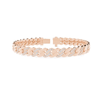 Diamond Two-Tone Cuban Chain Men's Bracelet