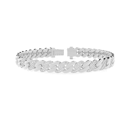 Diamond Two-Tone Cuban Chain Men's Bracelet