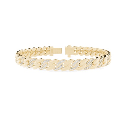 Diamond Two-Tone Cuban Chain Men's Bracelet