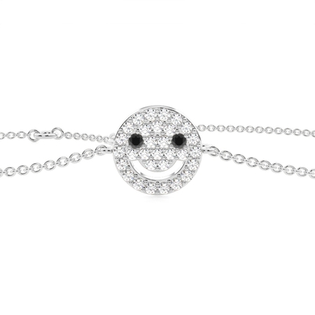 Zartes Smiley-Armband mit runden Diamanten im Pavé-Set