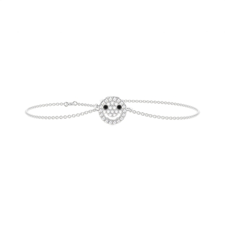 Zartes Smiley-Armband mit runden Diamanten im Pavé-Set