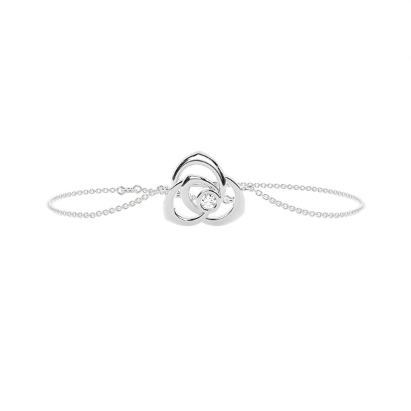 Bezel Set Round Diamond Delicate Rose Chain Bracelet