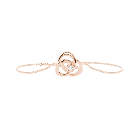 Zarter Diamant-Armband mit rundem Stein in Zargenfassung und Roségold-Kette