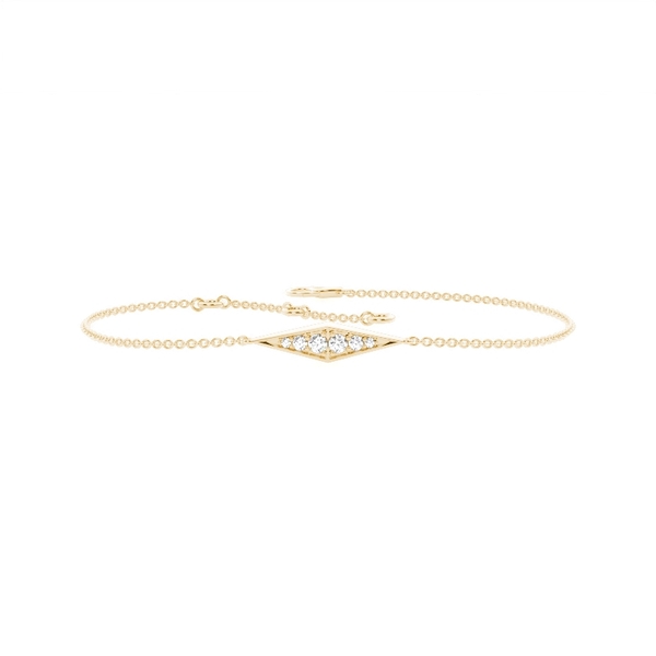 Pave Set Round Diamond Kite Shape Delicate Chain Bracelet