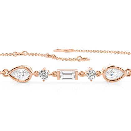 Lineares Armband mit Diamanten in verschiedenen Schliffformen