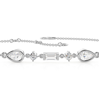 Lineares Armband mit Diamanten in verschiedenen Schliffformen