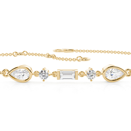 Lineares Armband mit Diamanten in verschiedenen Schliffformen