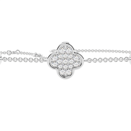 Diamant-Armband mit Pavé-Fassung im Kleeblatt-Design