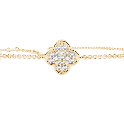 Diamant-Armband mit Pavé-Fassung im Kleeblatt-Design