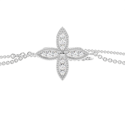 Armband mit Diamanten Milgrain-Finish im Blumenmuster Vierblättriges Design