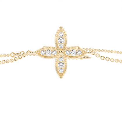 Armband mit Diamanten Milgrain-Finish im Blumenmuster Vierblättriges Design