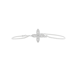 Four-Petal Milgrain Diamond Chain Bracelet