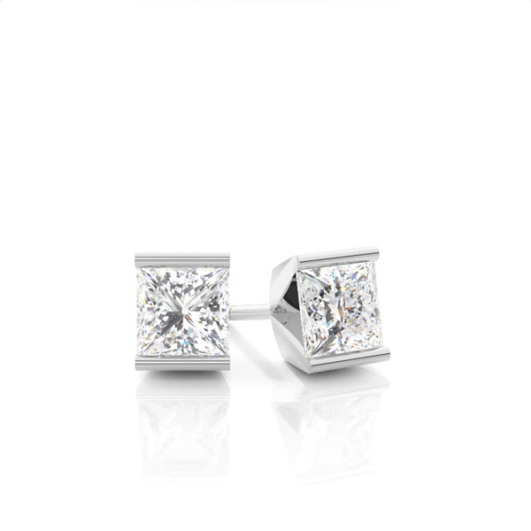 White Gold Princess Diamond Stud Earrings