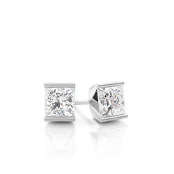 White Gold Princess Diamond Stud Earrings