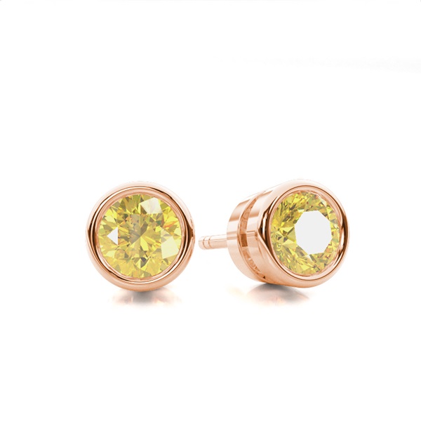 Bezel Set Yellow Diamond Stud Earring