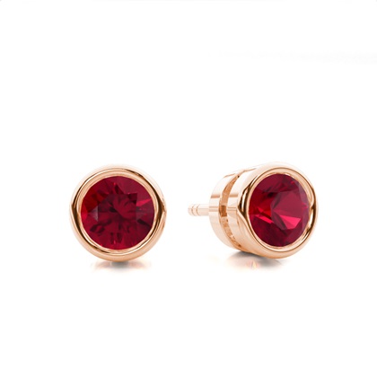 Rose Gold Ruby Earrings Diamond