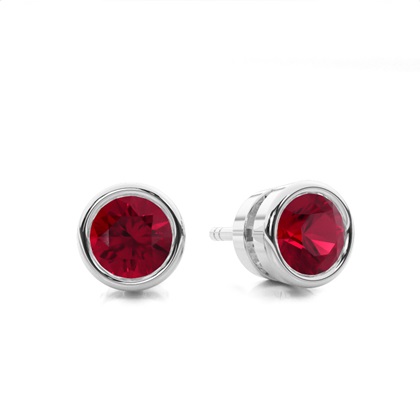 Round Ruby Stud Earring