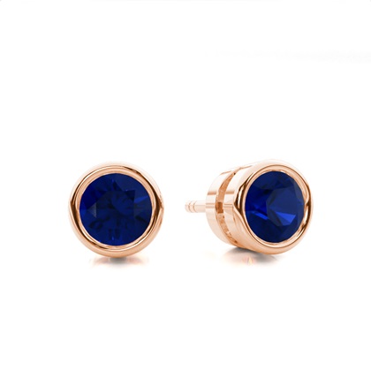 Round Blue Sapphire Stud Earring