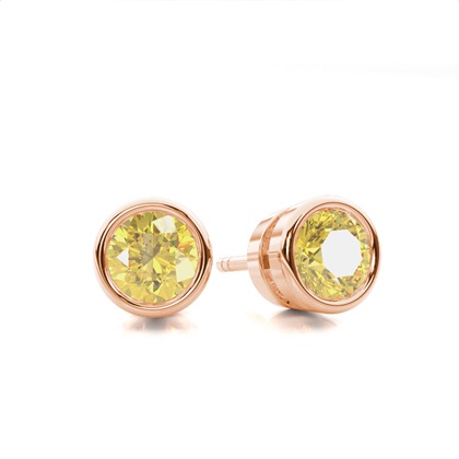 Bezel Set Yellow Diamond Stud Earring
