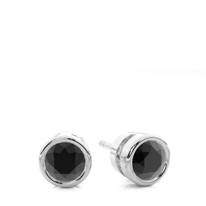 White Gold Round Black Diamond Earrings