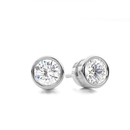 White Gold Round Diamond Stud Earrings
