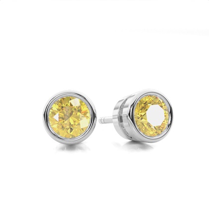 Bezel Set Yellow Diamond Stud Earring