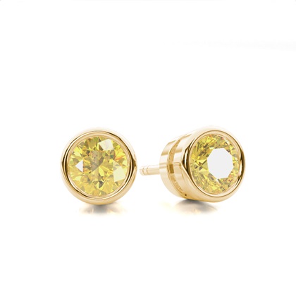 Bezel Set Yellow Diamond Stud Earring