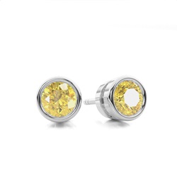 Bezel Set Yellow Diamond Stud Earring