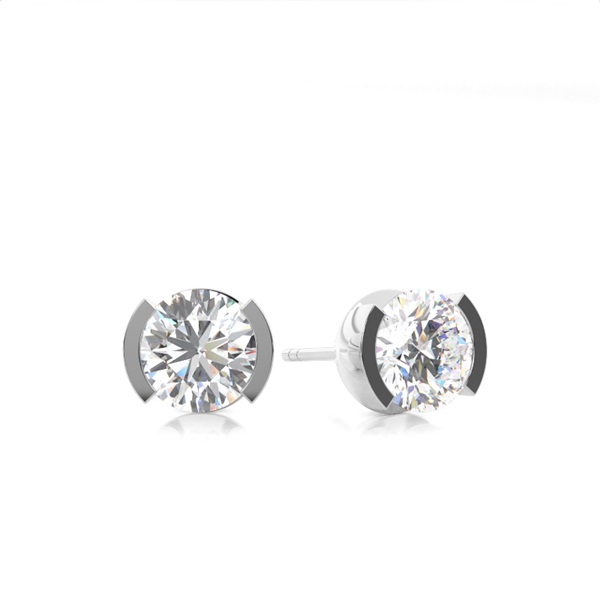 White Gold Round Diamond Stud Earrings