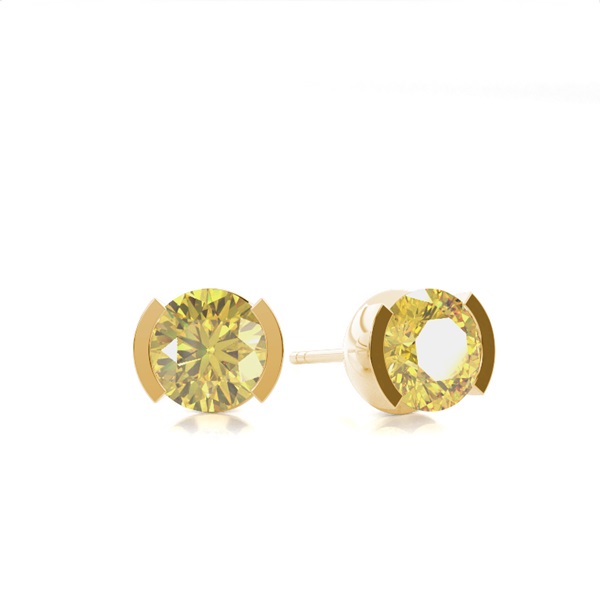Semi Bezel Yellow Diamond Stud Earring