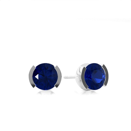 Silver Sapphire Earrings Diamond