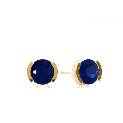Round Sapphire Diamond Earrings