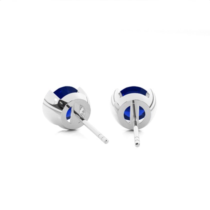 Blue Sapphire Stud Round Earring