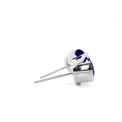 Blue Sapphire Stud Round Earring