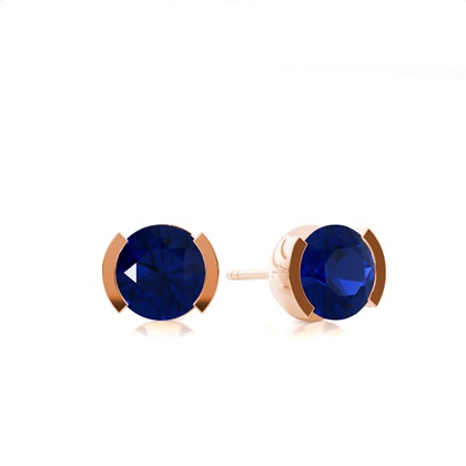 Blue Sapphire Stud Round Earring