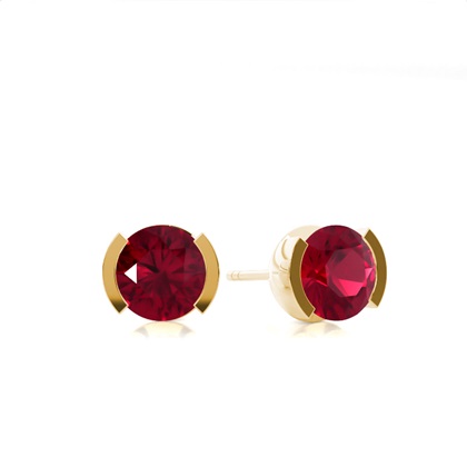 Ruby Stud Round Earring