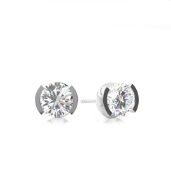 Diamant Ohrstecker in einer halben Zargenfassung